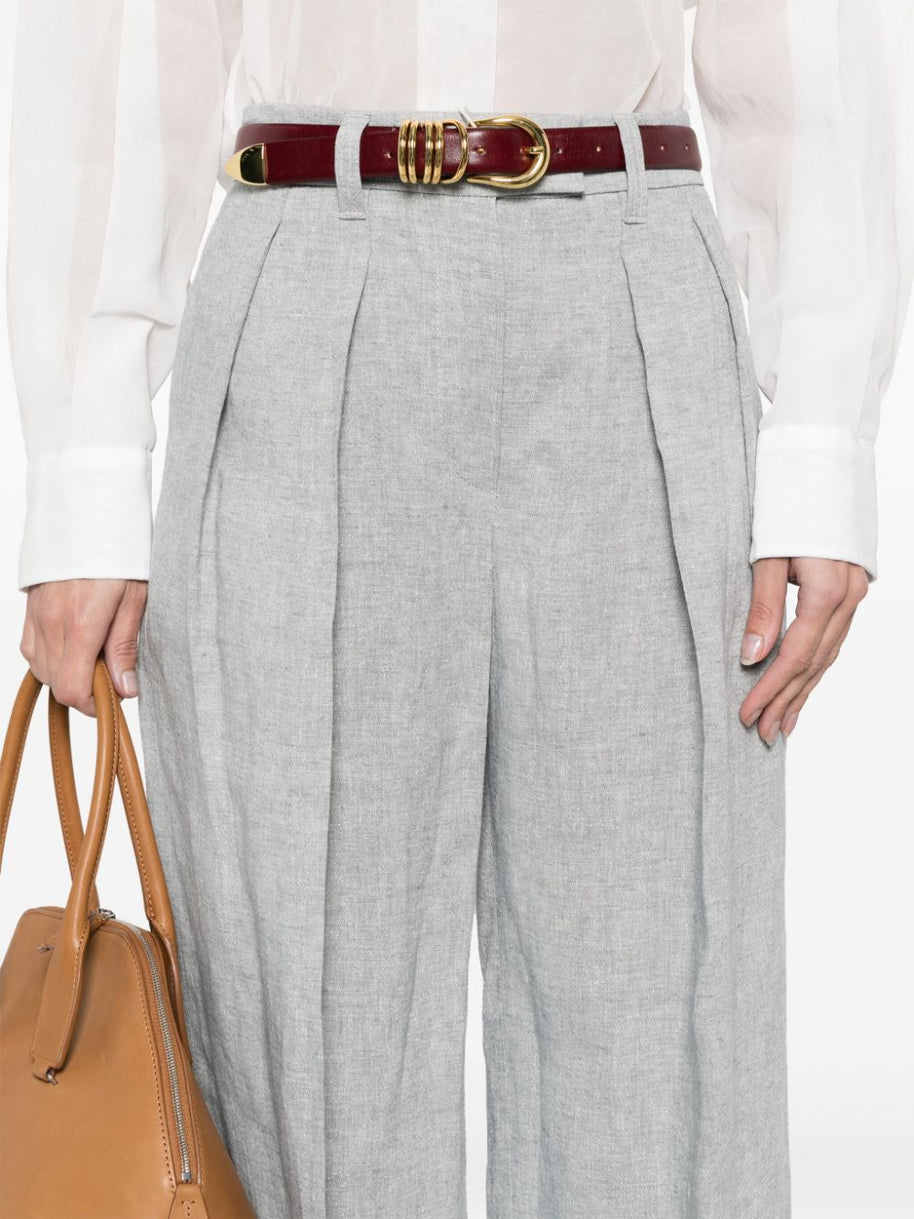 Brunello Cucinelli Wide Leg Pants In Light Grey