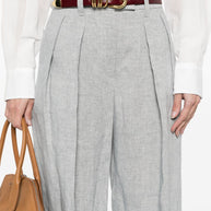 Brunello Cucinelli Wide Leg Pants In Light Grey