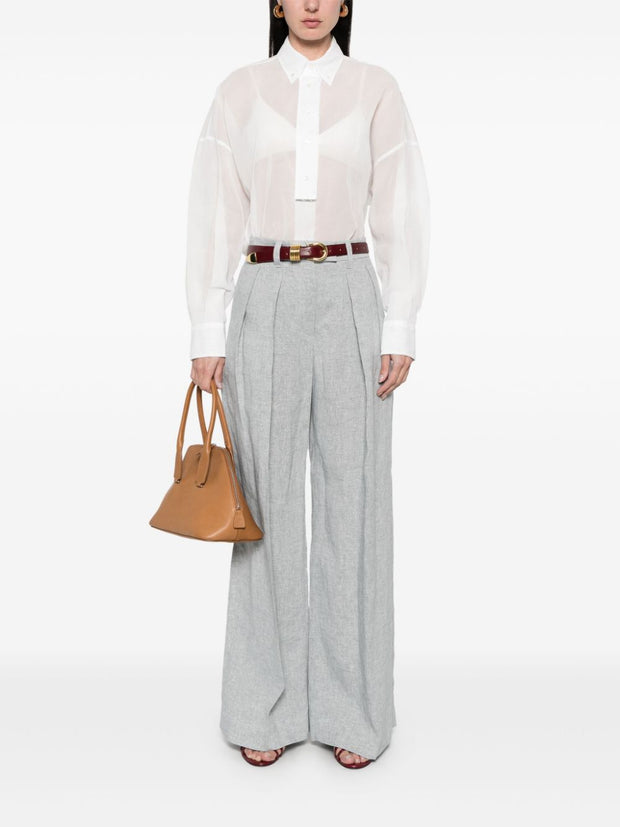 Brunello Cucinelli Wide Leg Pants In Light Grey