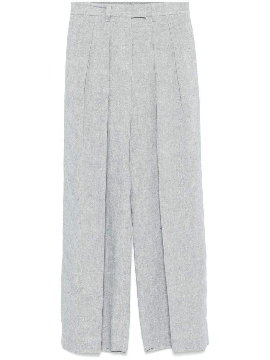 Brunello Cucinelli Wide Leg Pants In Light Grey