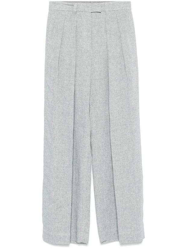 Brunello Cucinelli Wide Leg Pants In Light Grey