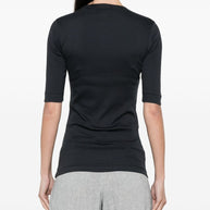 Brunello Cucinelli Navy Blue V-Neck Stretch Cotton Top