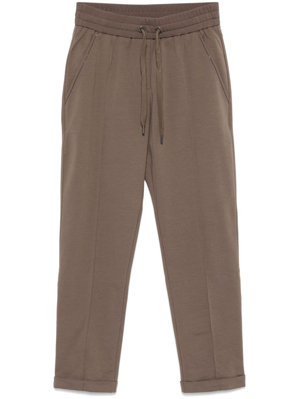 Brunello Cucinelli Taupe Cropped Cuffed Pants