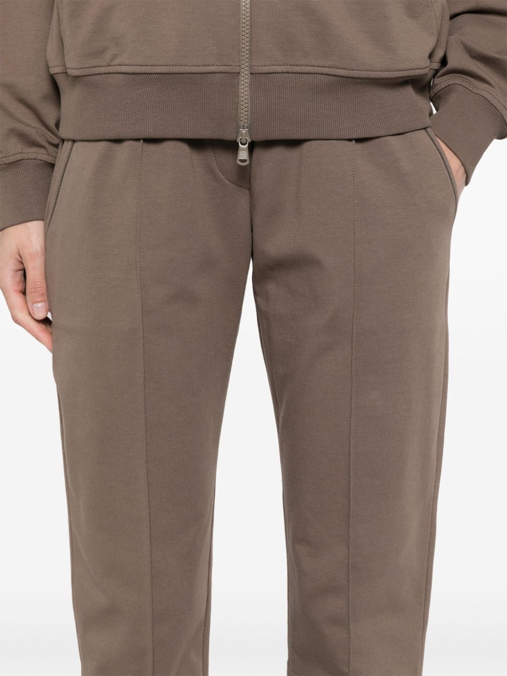 Brunello Cucinelli Taupe Cropped Cuffed Pants