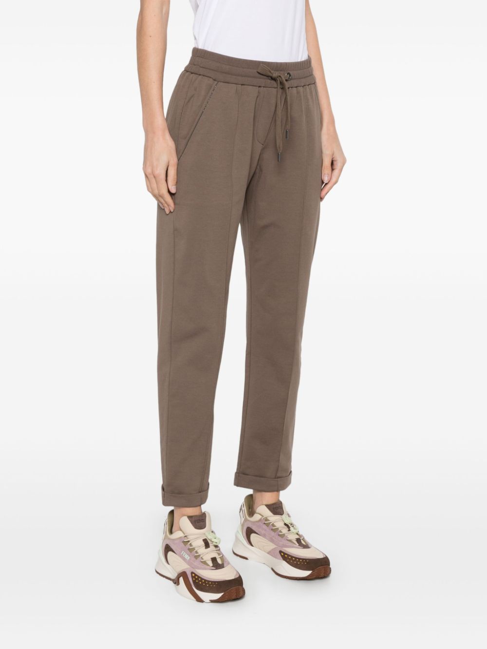 Brunello Cucinelli Taupe Cropped Cuffed Pants