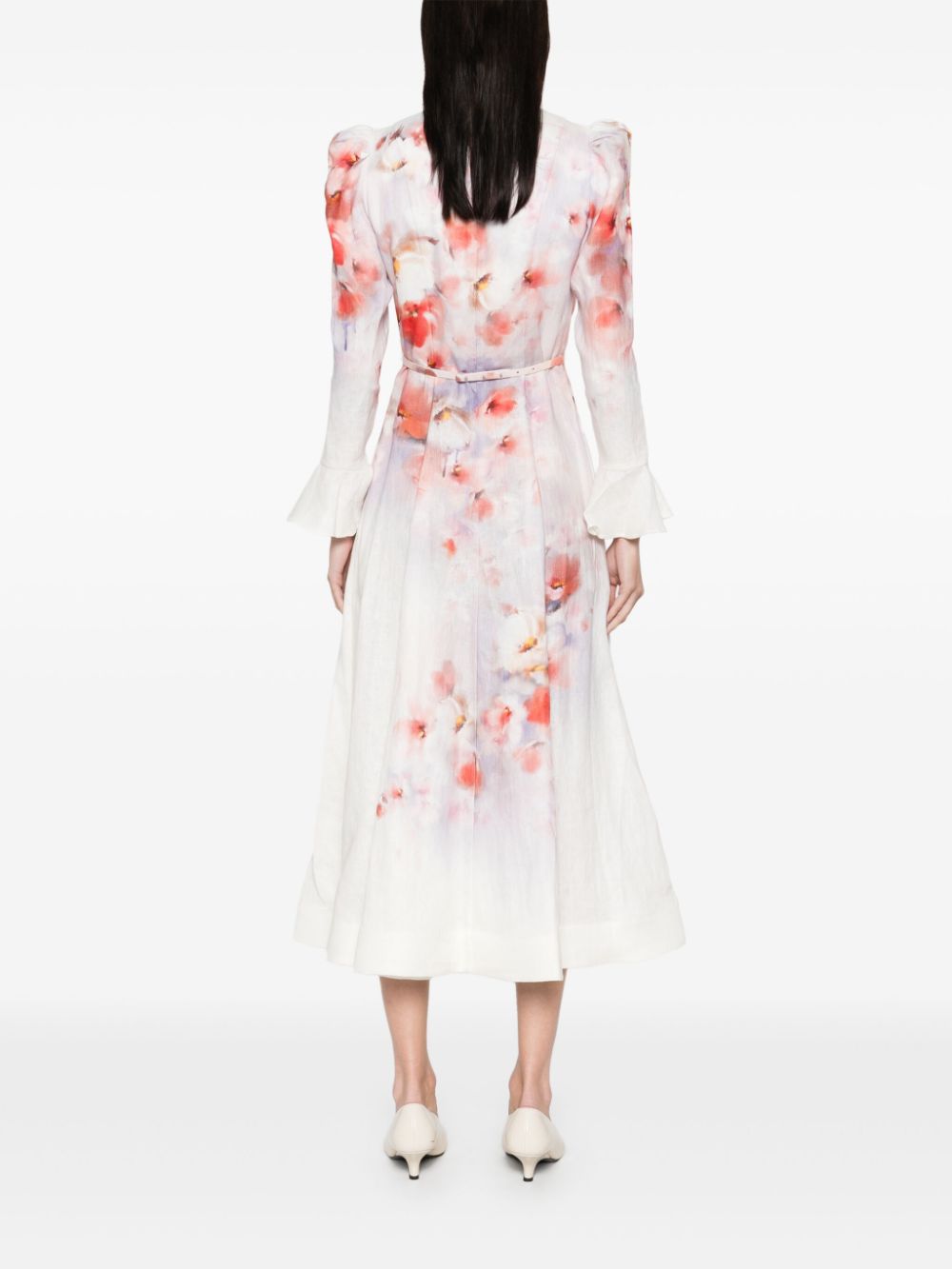 Zimmermann Crush Floral Midi Dress Red