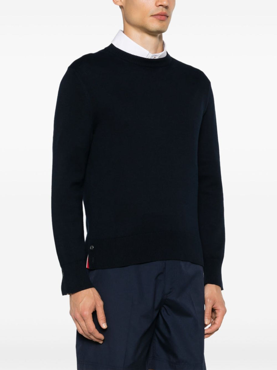 Thom Browne Navy Blue Cotton Sweater