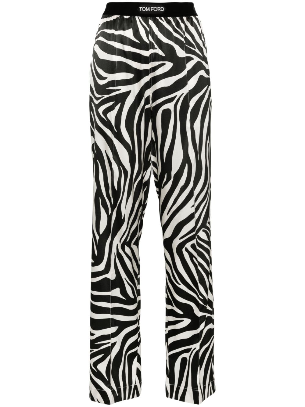 Tom Ford Stretch Logo Band Stretch Silk Pants