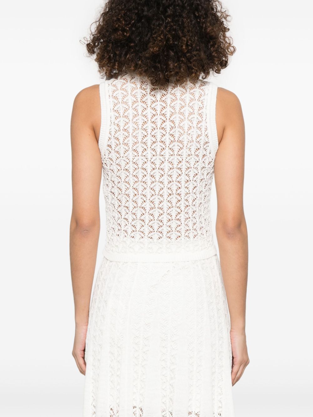 Zimmermann Wylie Open Knit Crop Top White