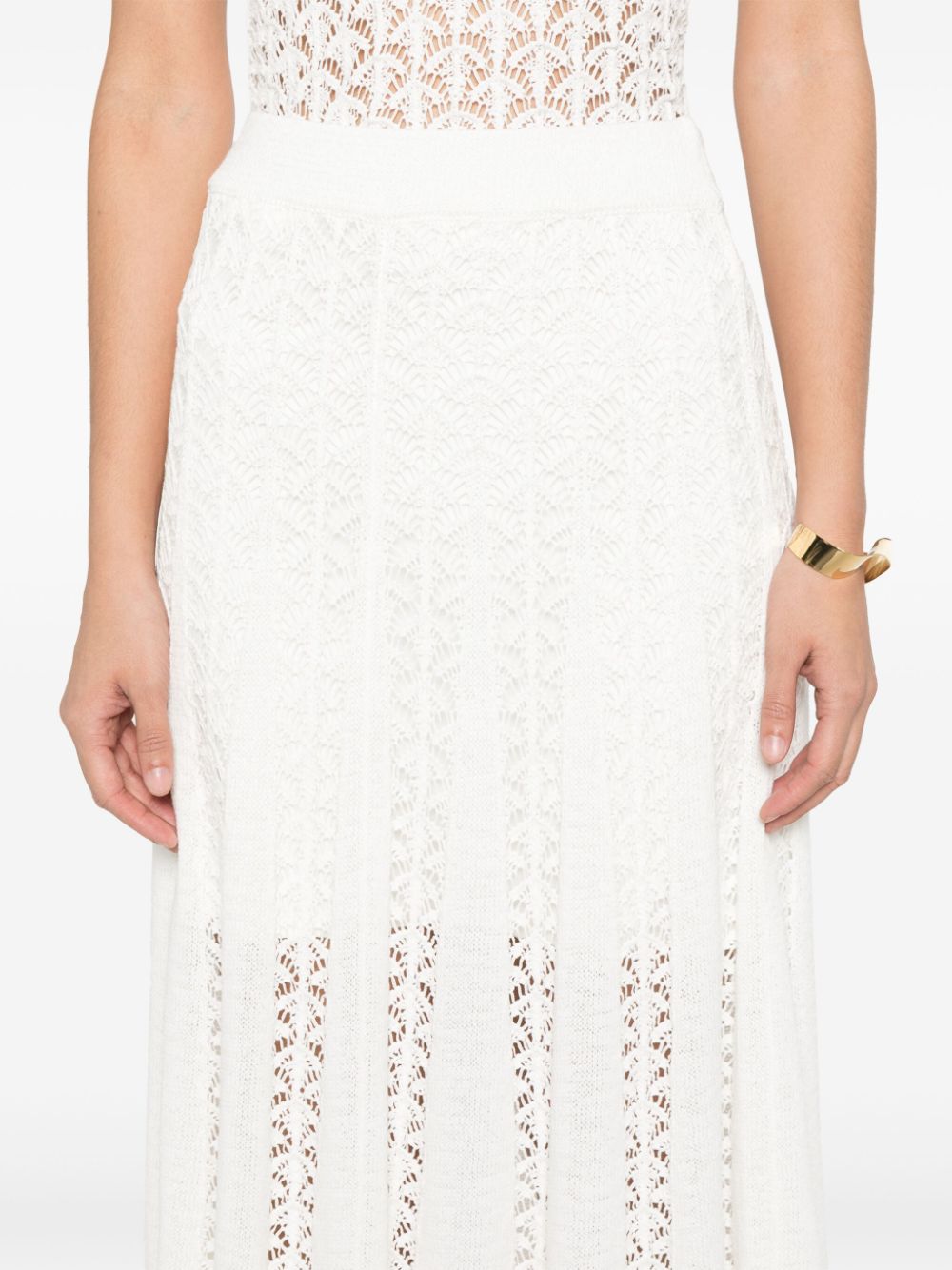 Zimmermann Wylie Open Knit Midi Skirt White