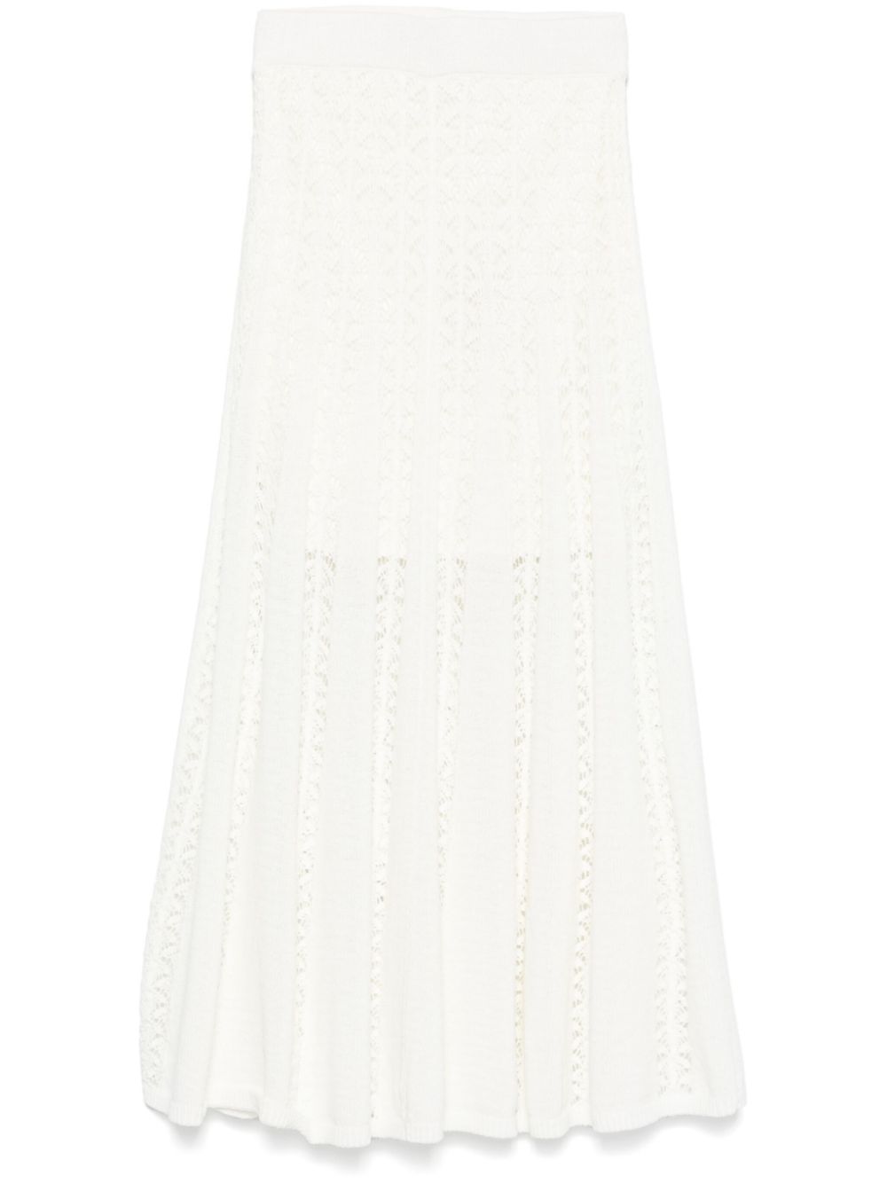 Zimmermann Wylie Open Knit Midi Skirt White