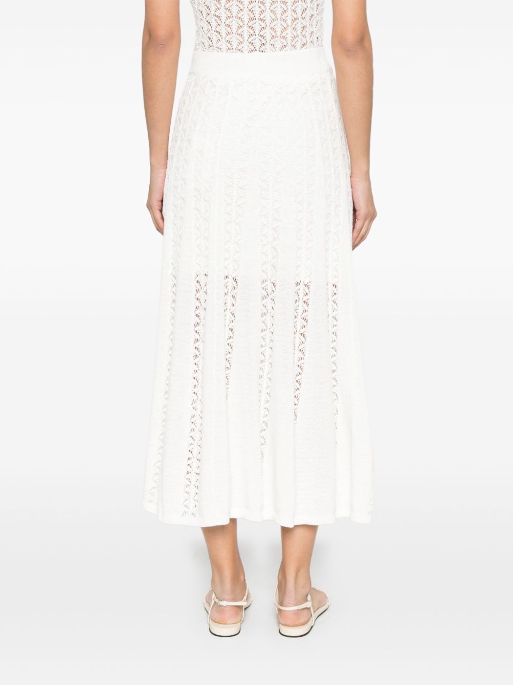 Zimmermann Wylie Open Knit Midi Skirt White