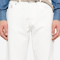 Brunello Cucinelli Denim Cotton Jeans In White