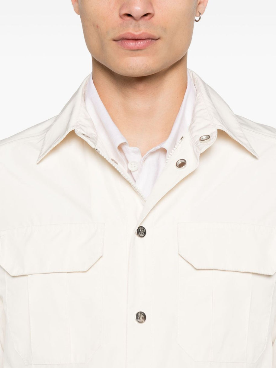 Brunello Cucinelli Short Logo Button Jacket In White