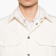 Brunello Cucinelli Short Logo Button Jacket In White