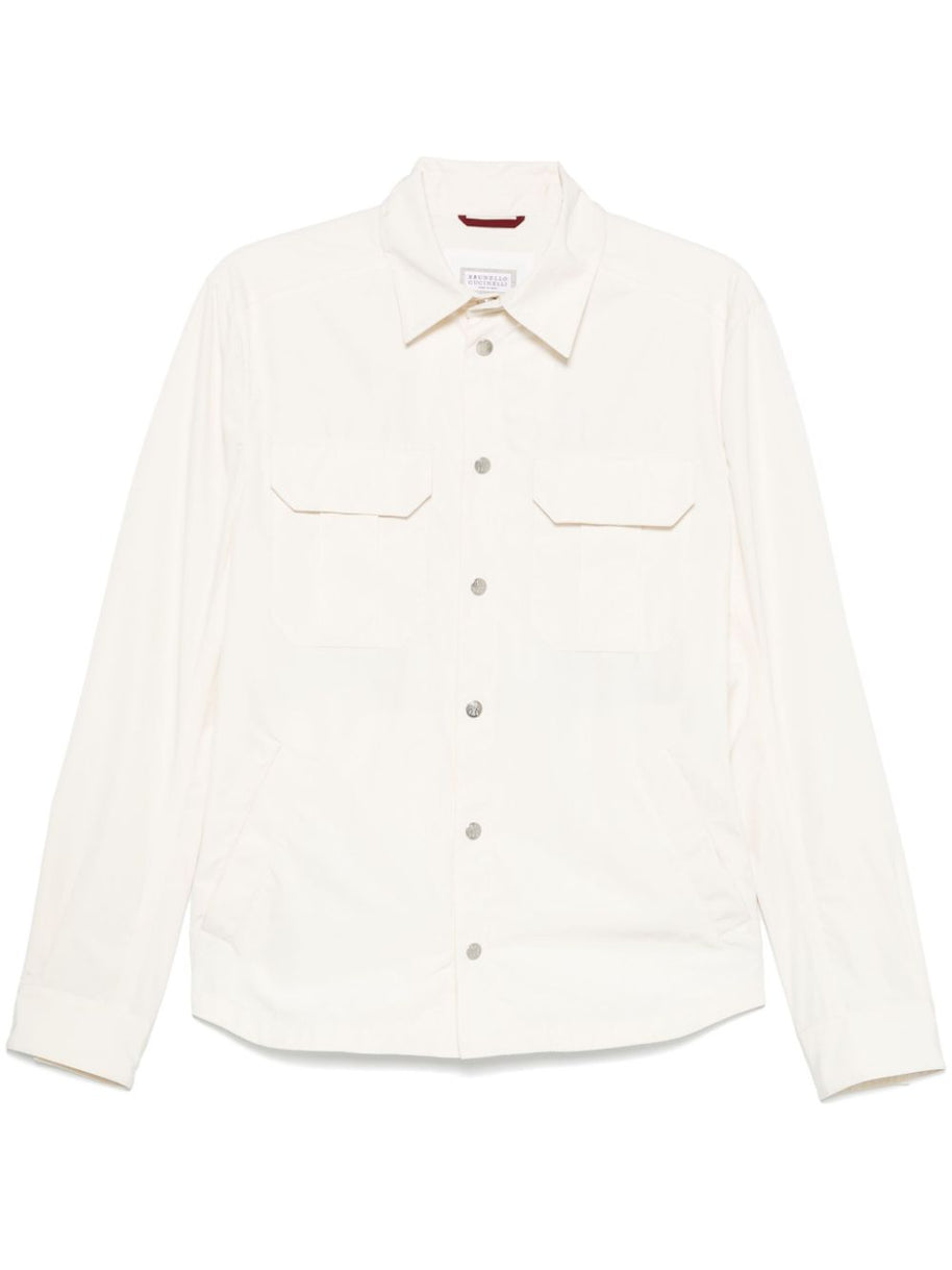 Brunello Cucinelli Short Logo Button Jacket In White