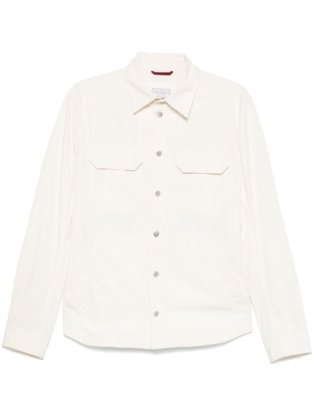 Brunello Cucinelli Short Logo Button Jacket In White