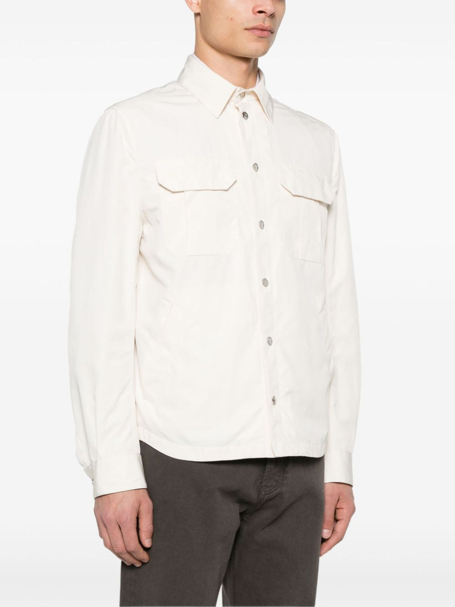Brunello Cucinelli Short Logo Button Jacket In White