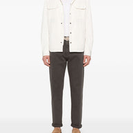 Brunello Cucinelli Short Logo Button Jacket In White
