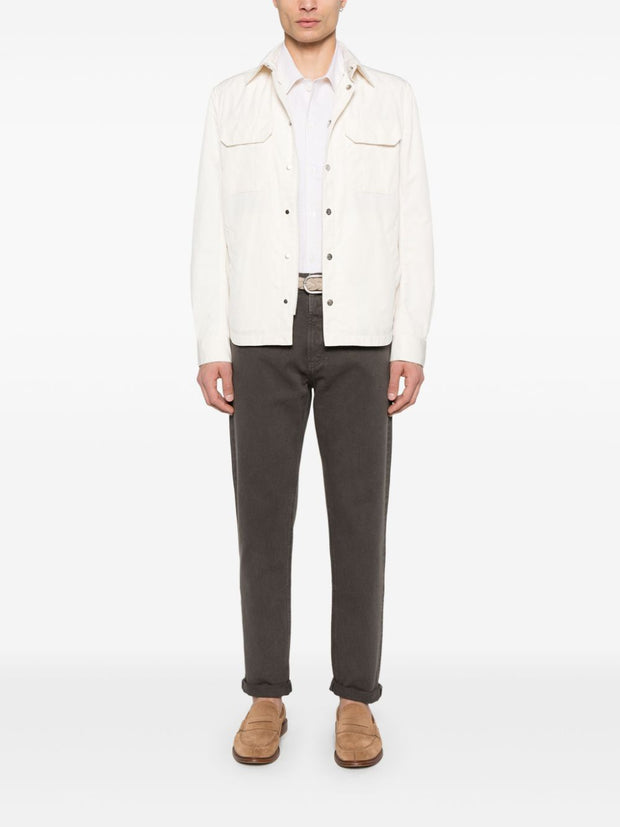 Brunello Cucinelli Short Logo Button Jacket In White