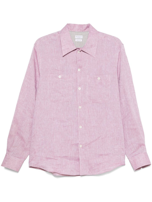 Brunello Cucinelli Linen Shirt In Red
