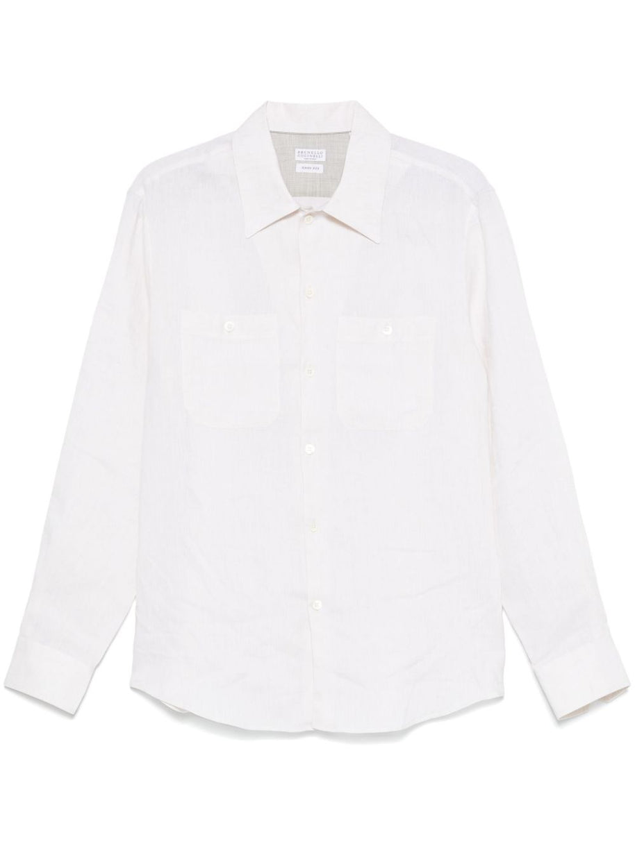 Brunello Cucinelli Linen Shirt In Beige