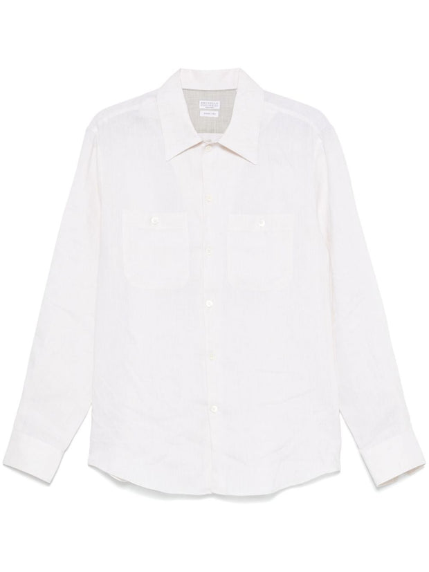 Brunello Cucinelli Linen Shirt In Beige