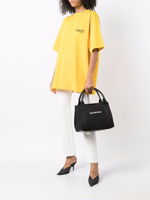 Balenciaga Navy Cabas Small Canvas Tote Bag - Black