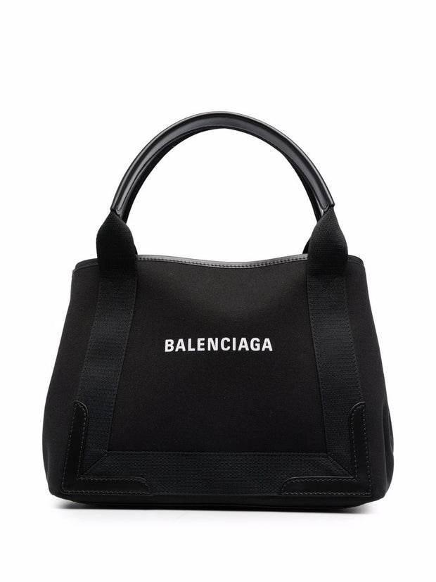 Balenciaga Navy Cabas Small Canvas Tote Bag - Black