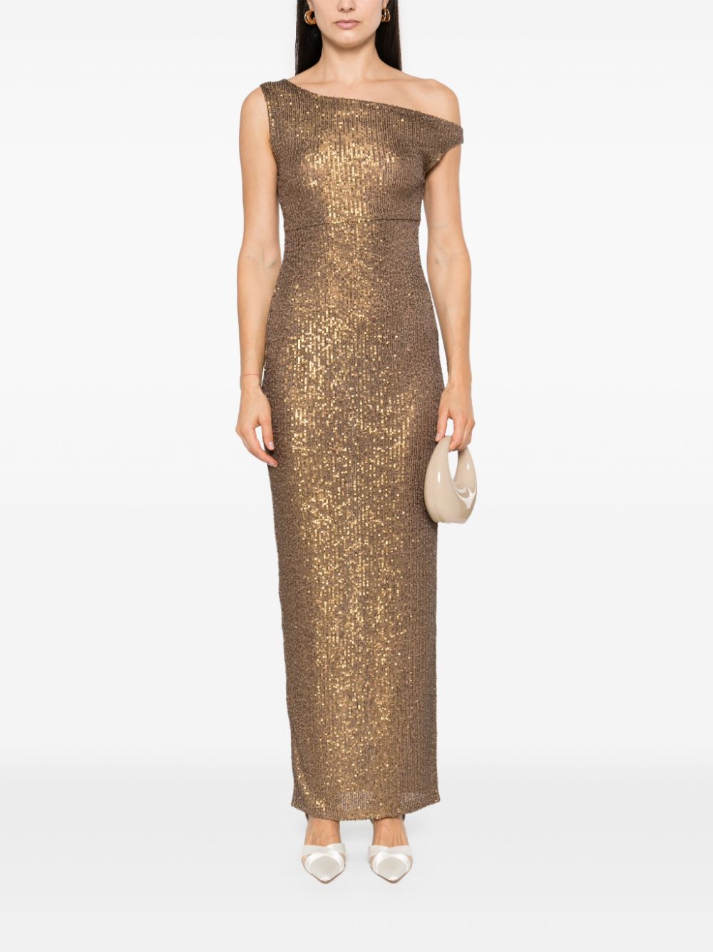 Norma Kamali One-Shoulder Sequin Embellished Long Dress