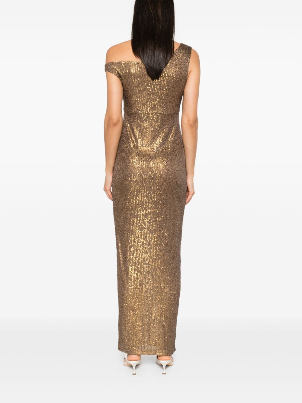 Norma Kamali One-Shoulder Sequin Embellished Long Dress