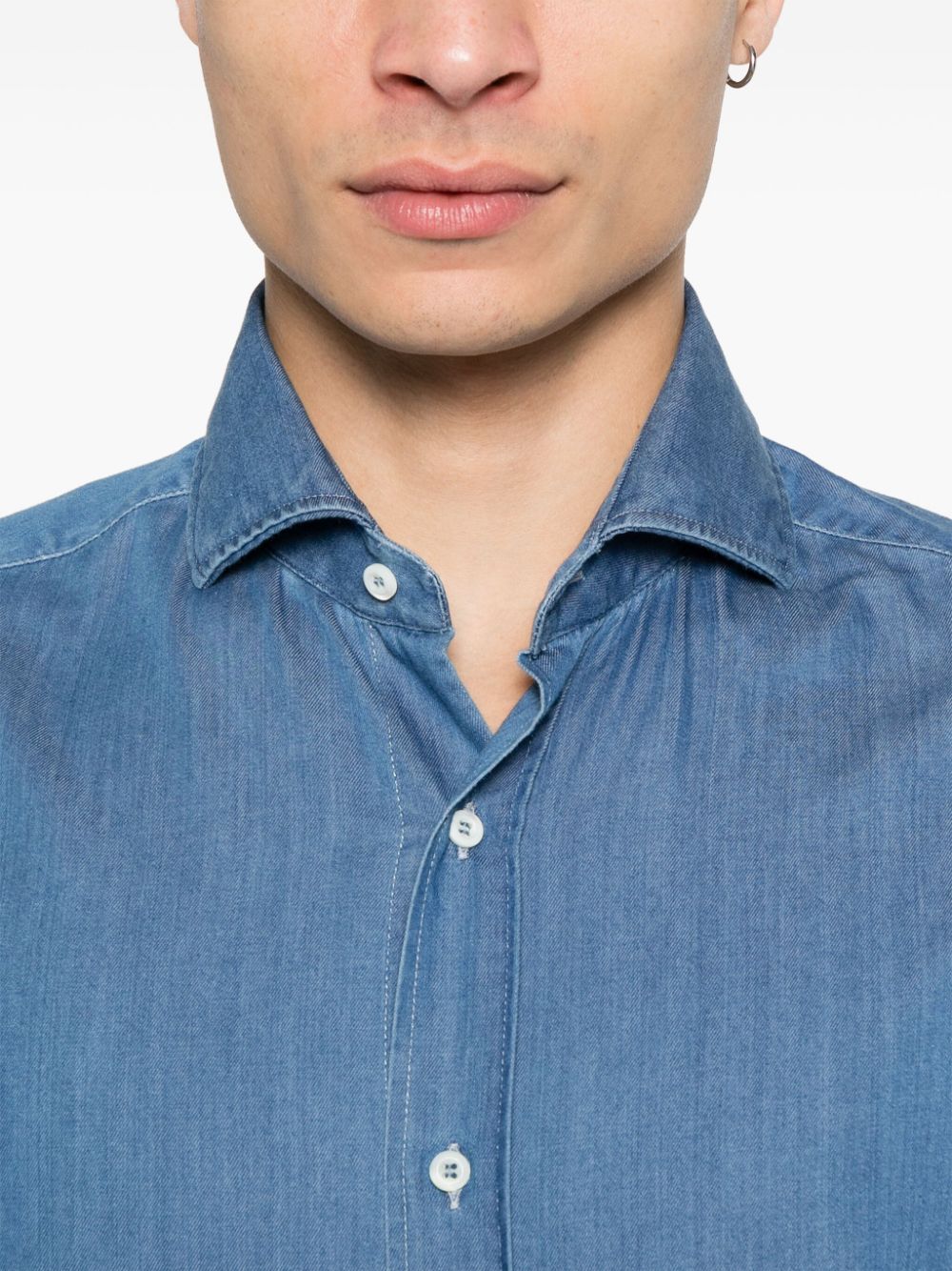 Brunello Cucinelli Cotton Denim Shirt Blue