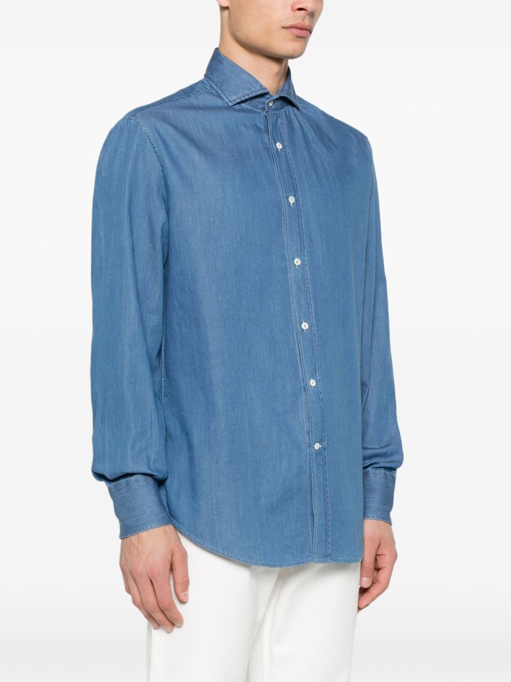 Brunello Cucinelli Cotton Denim Shirt Blue