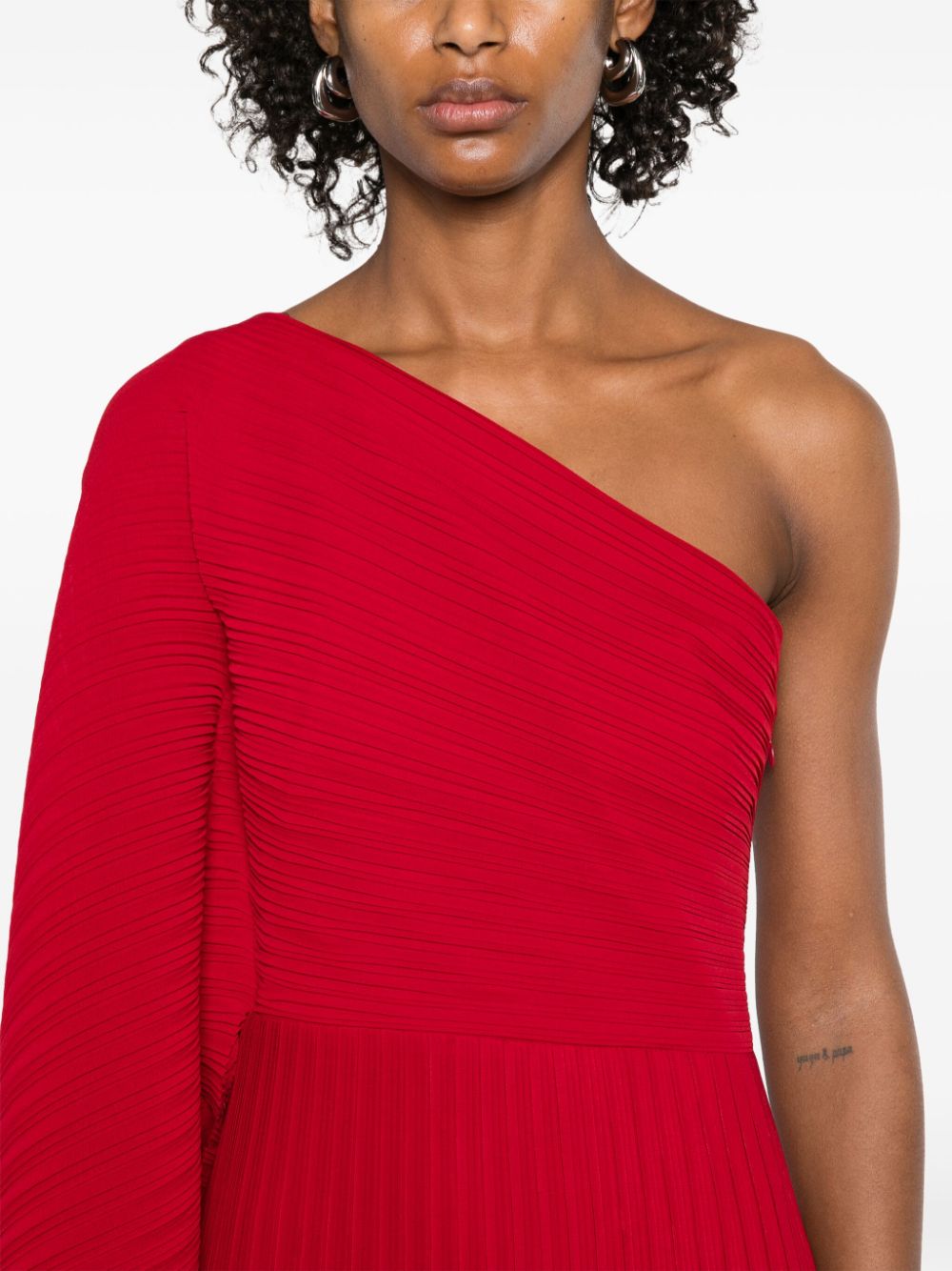 Solace London Lenna One Shoulder Midi Dress Red