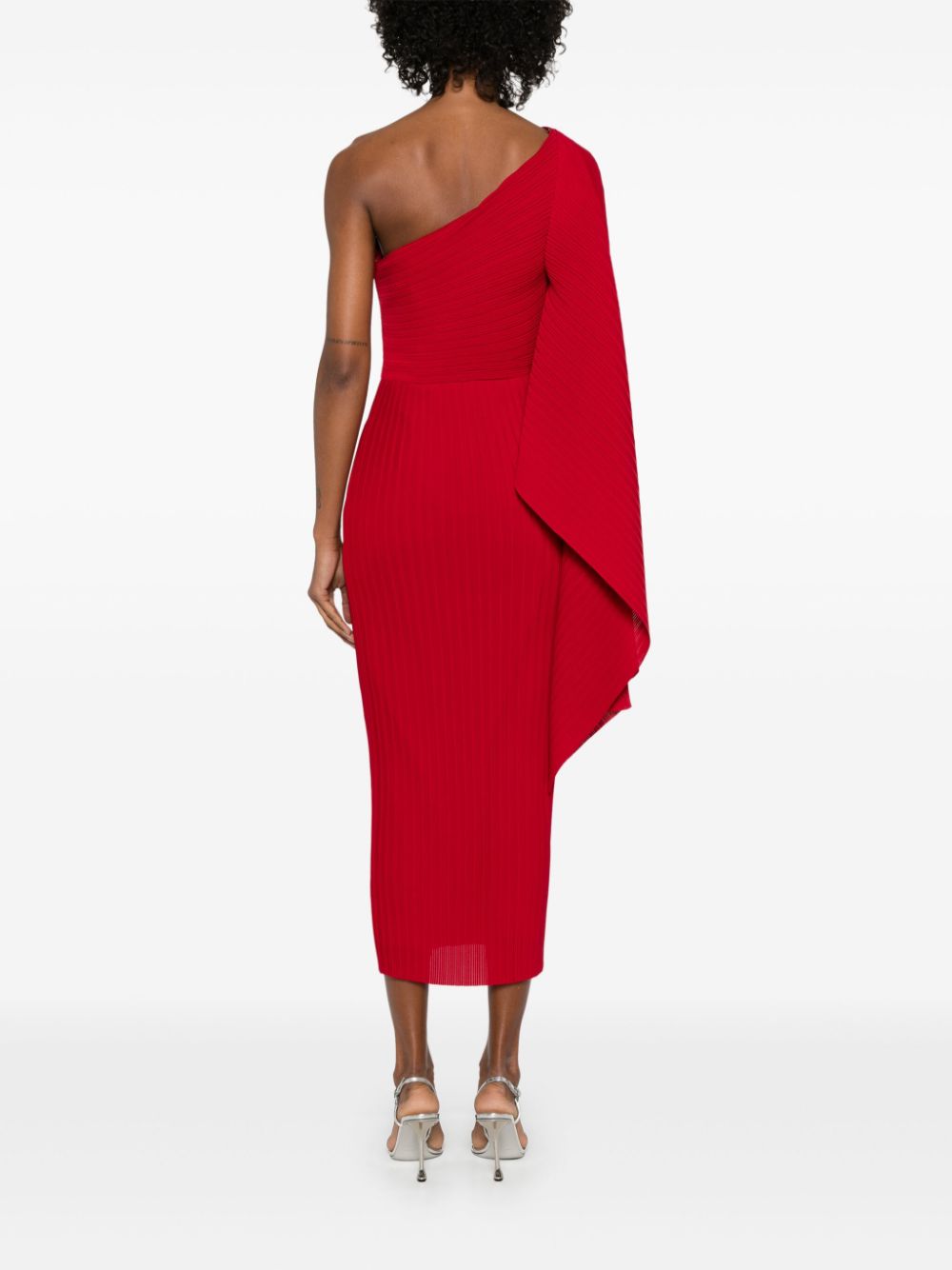 Solace London Lenna One Shoulder Midi Dress Red