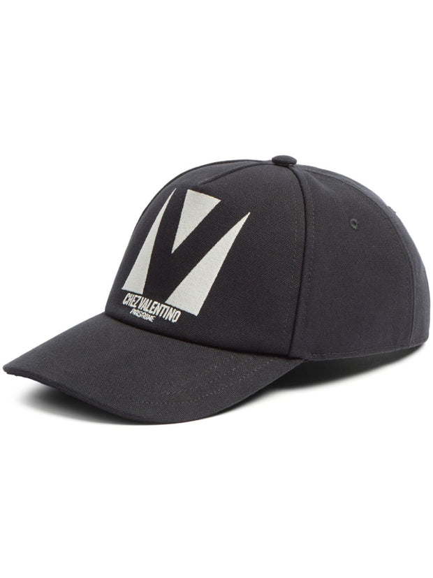 Valentino Garavani Chez Valentino Cotton Baseball Cap - Black