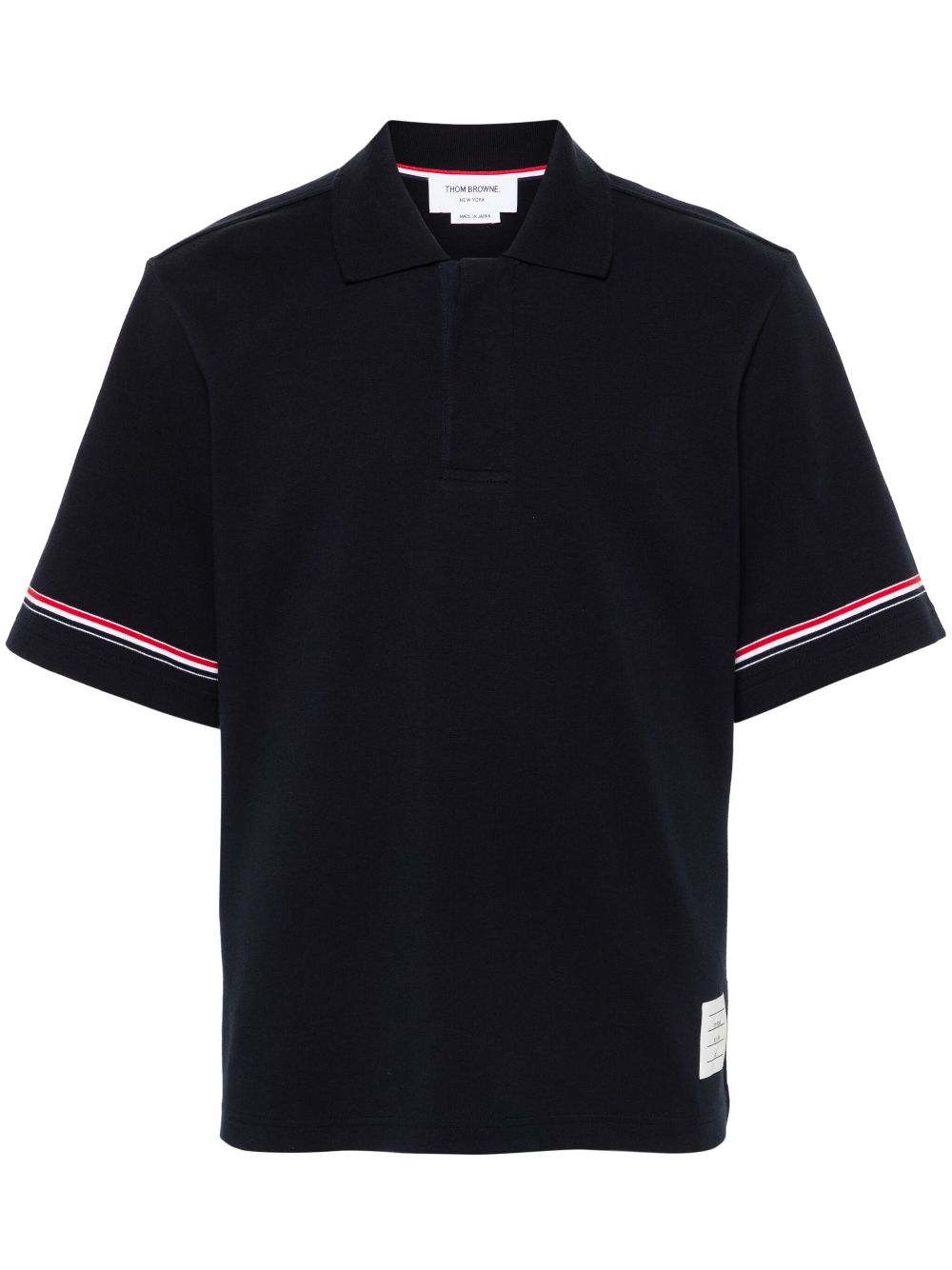 Thom Browne Navy Blue Cotton Polo Shirt