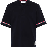 Thom Browne Navy Blue Cotton Polo Shirt