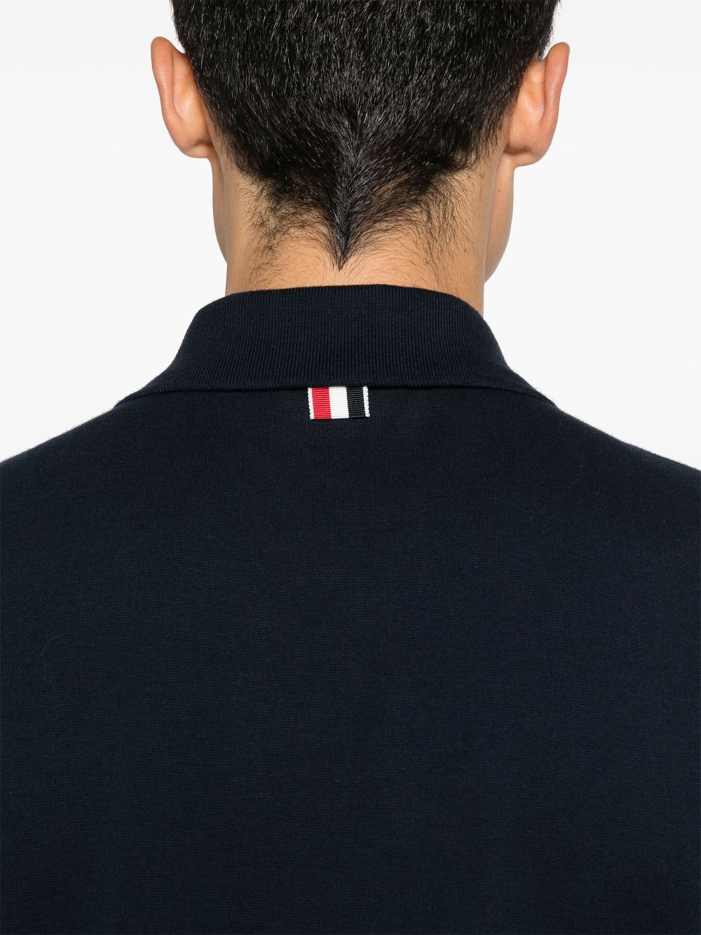 Thom Browne Navy Blue Cotton Polo Shirt