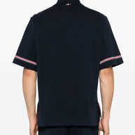 Thom Browne Navy Blue Cotton Polo Shirt