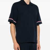 Thom Browne Navy Blue Cotton Polo Shirt