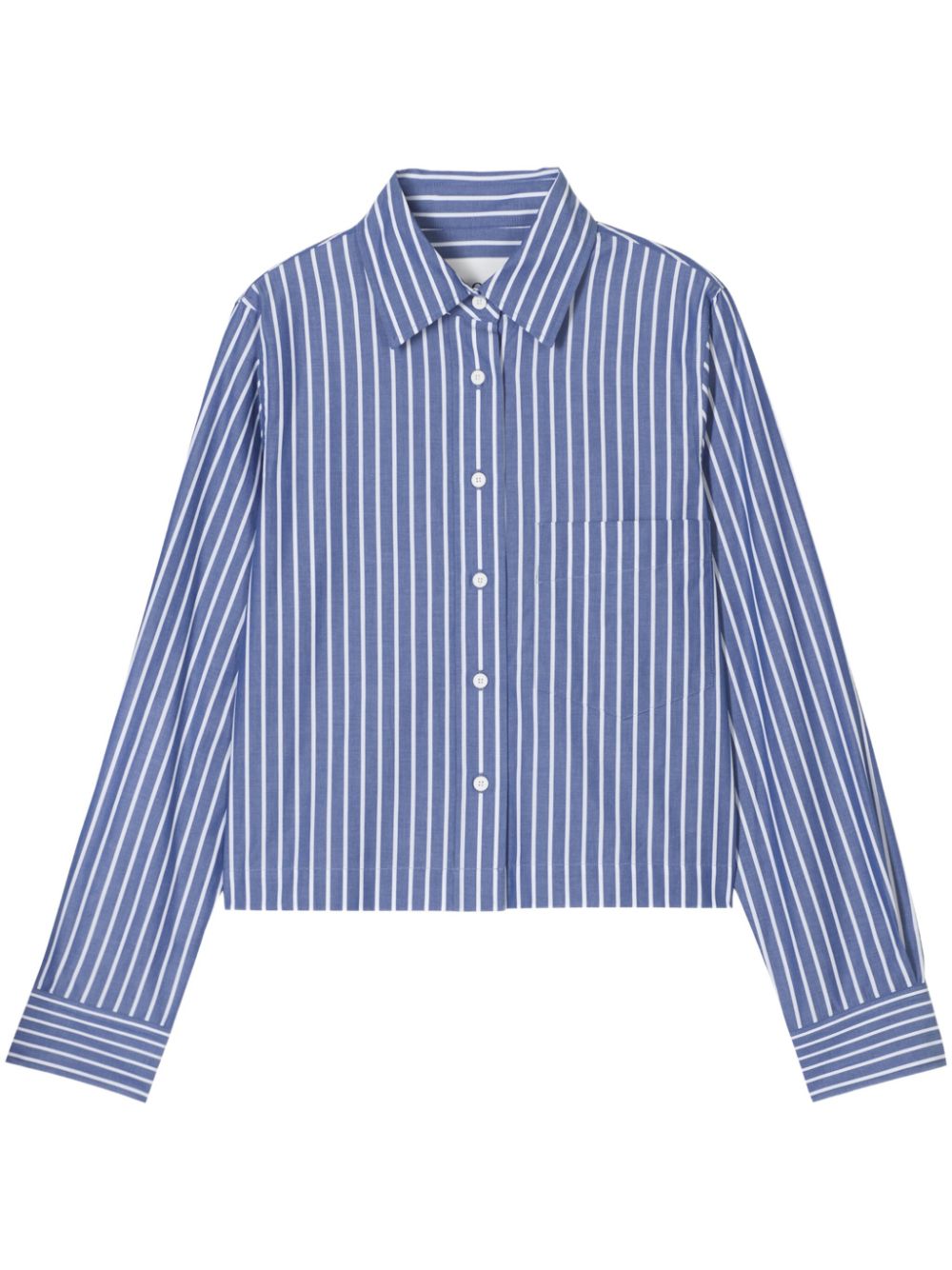 Closed Navy Blue Striped Shirt