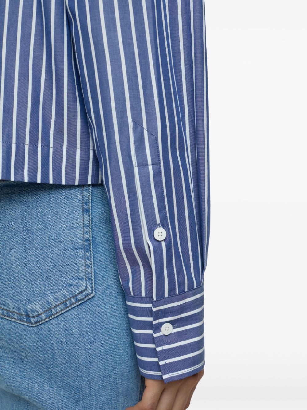 Closed Navy Blue Striped Shirt