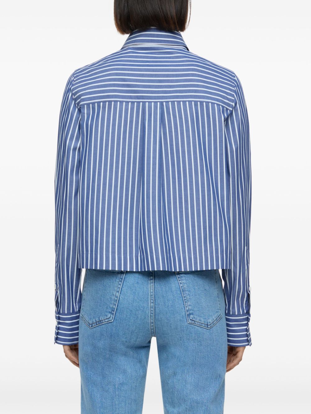 Closed Navy Blue Striped Shirt