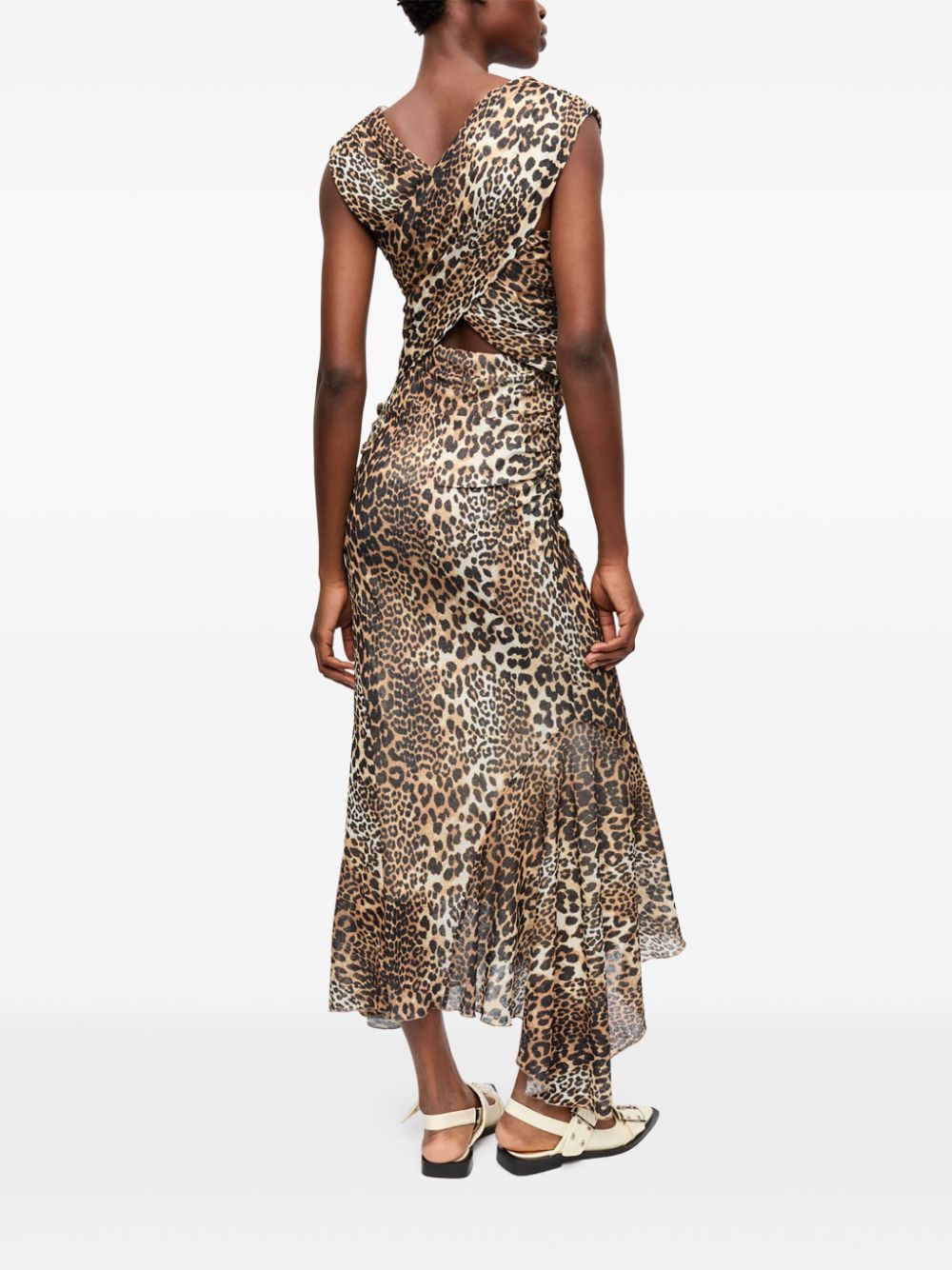 GANNI Leopard Midi Dress