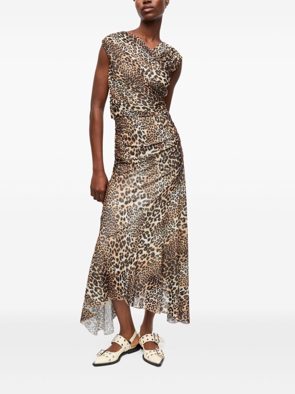 GANNI Leopard Midi Dress