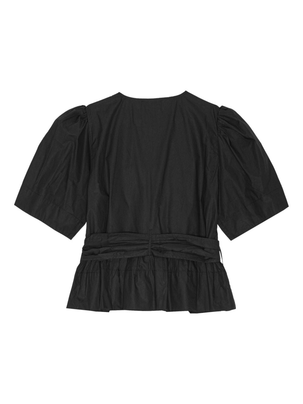 GANNI Tie Peplum Top Black