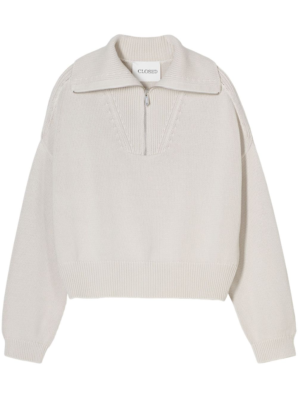 Closed Cotton Half Zip Sweater Beige