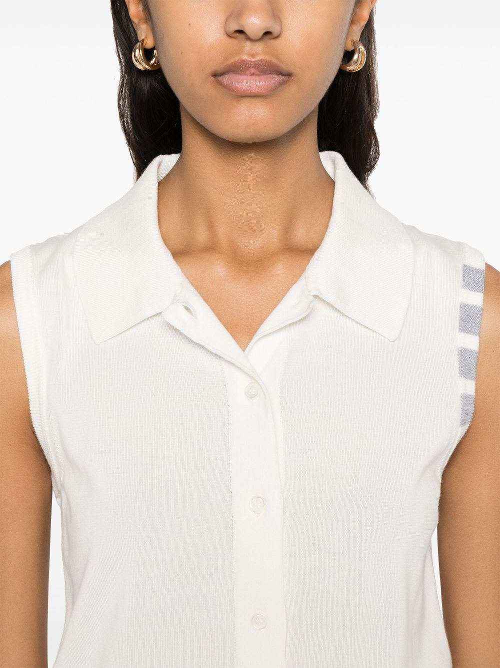 Thom Browne 4-Bar Sleeveless Cotton Top