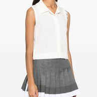 Thom Browne 4-Bar Sleeveless Cotton Top